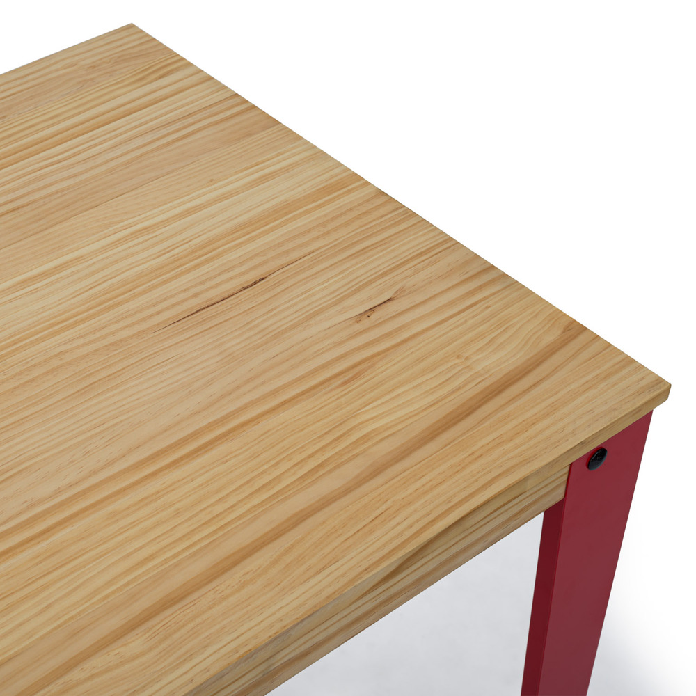 Mesa Industrial Alta Lunds ECO Roja en Madera de Pino Natural Box Furniture