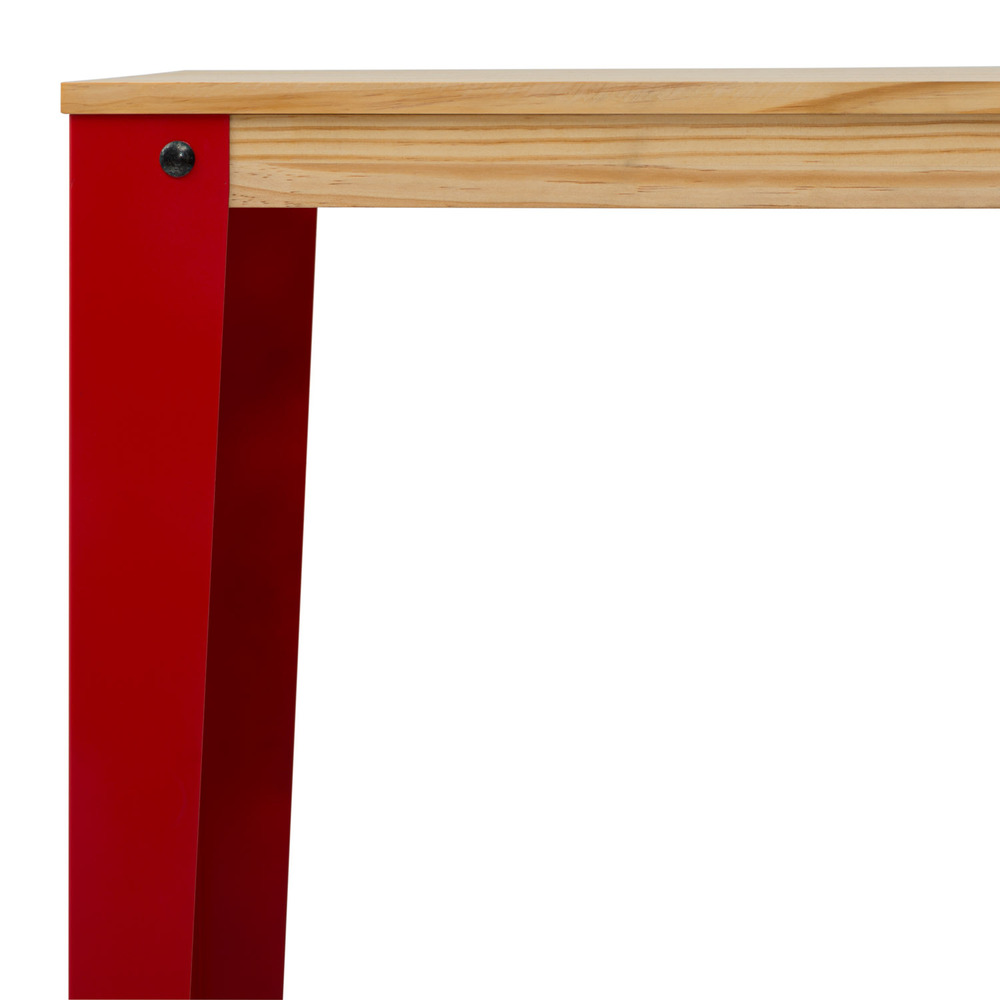 Mesa Industrial Alta Lunds ECO Roja en Madera de Pino Natural Box Furniture