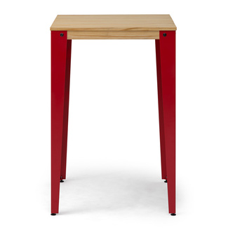 Mesa Industrial Alta Lunds ECO Roja en Madera de Pino Natural Box Furniture