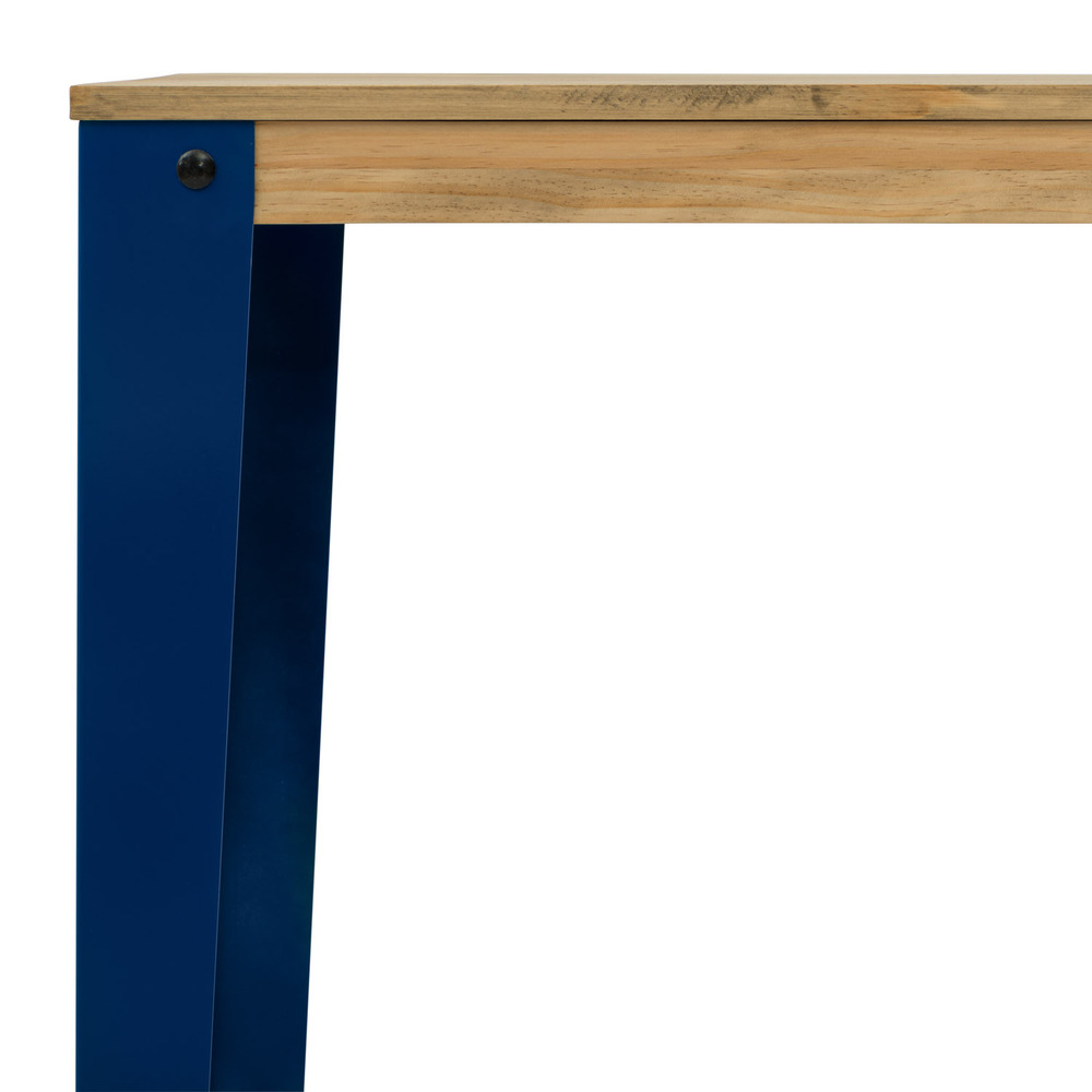 Mesa Alta Industrial Lunds ECO Azul en Madera de Pino Efecto Vintage Box Furniture