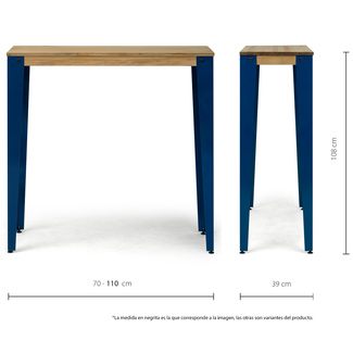 Mesa Alta Industrial Lunds ECO Azul en Madera de Pino Efecto Vintage Box Furniture
