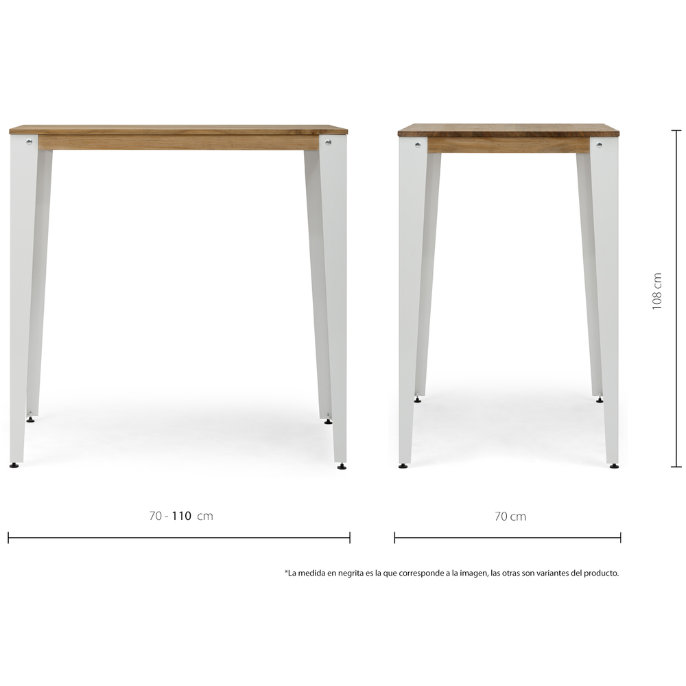 Mesa Alta Industrial Lunds ECO Blanca en Madera de Pino Efecto Vintage Box Furniture 