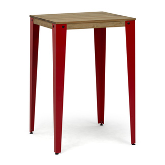 Mesa Alta Industrial Lunds ECO Rojo en Madera de Pino Efecto Vintage Box Furniture 