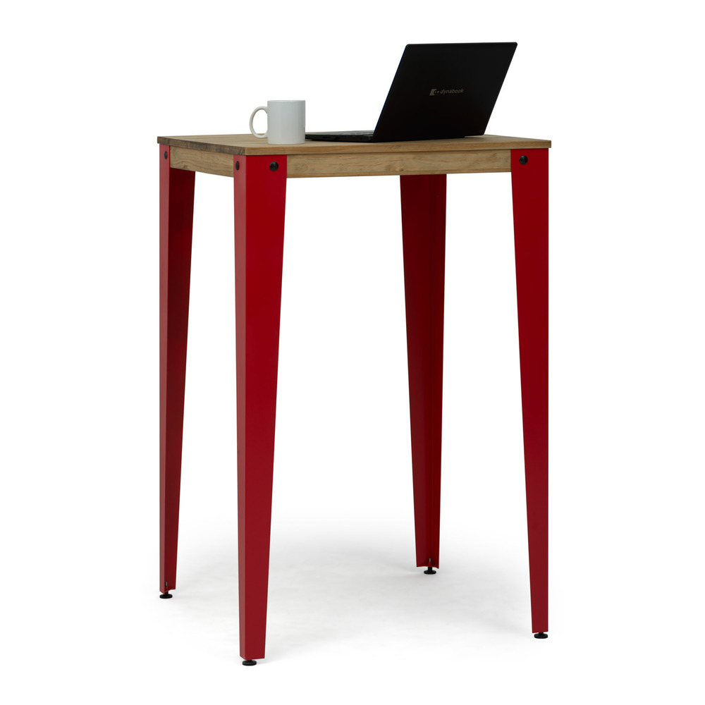 Mesa Alta Industrial Lunds ECO Rojo en Madera de Pino Efecto Vintage Box Furniture 