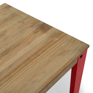 Mesa Alta Industrial Lunds ECO Rojo en Madera de Pino Efecto Vintage Box Furniture 