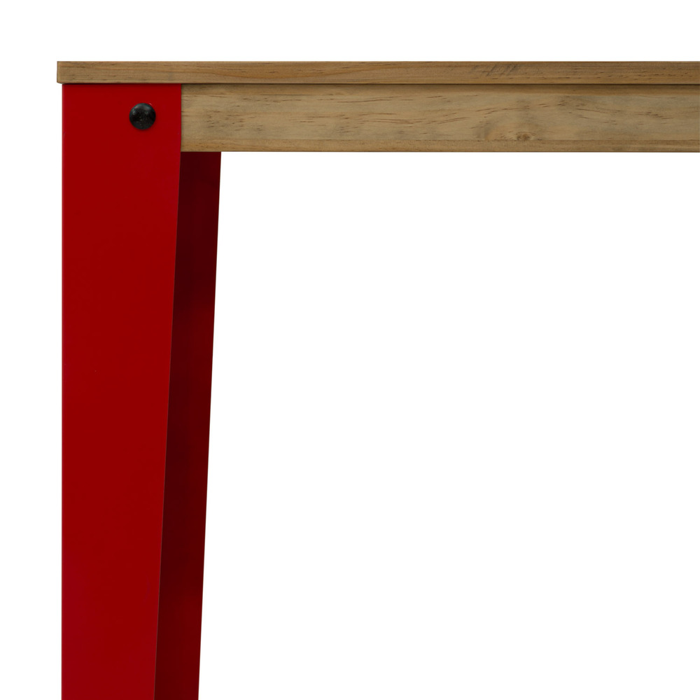 Mesa Alta Industrial Lunds ECO Rojo en Madera de Pino Efecto Vintage Box Furniture 
