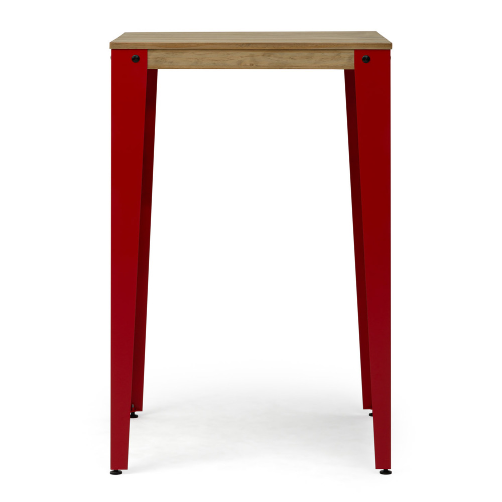 Mesa Alta Industrial Lunds ECO Rojo en Madera de Pino Efecto Vintage Box Furniture 