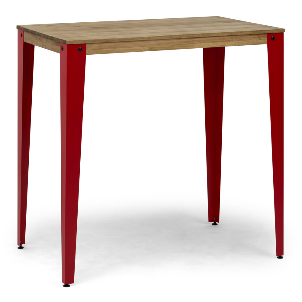 Mesa Alta Industrial Lunds ECO Rojo en Madera de Pino Efecto Vintage Box Furniture 