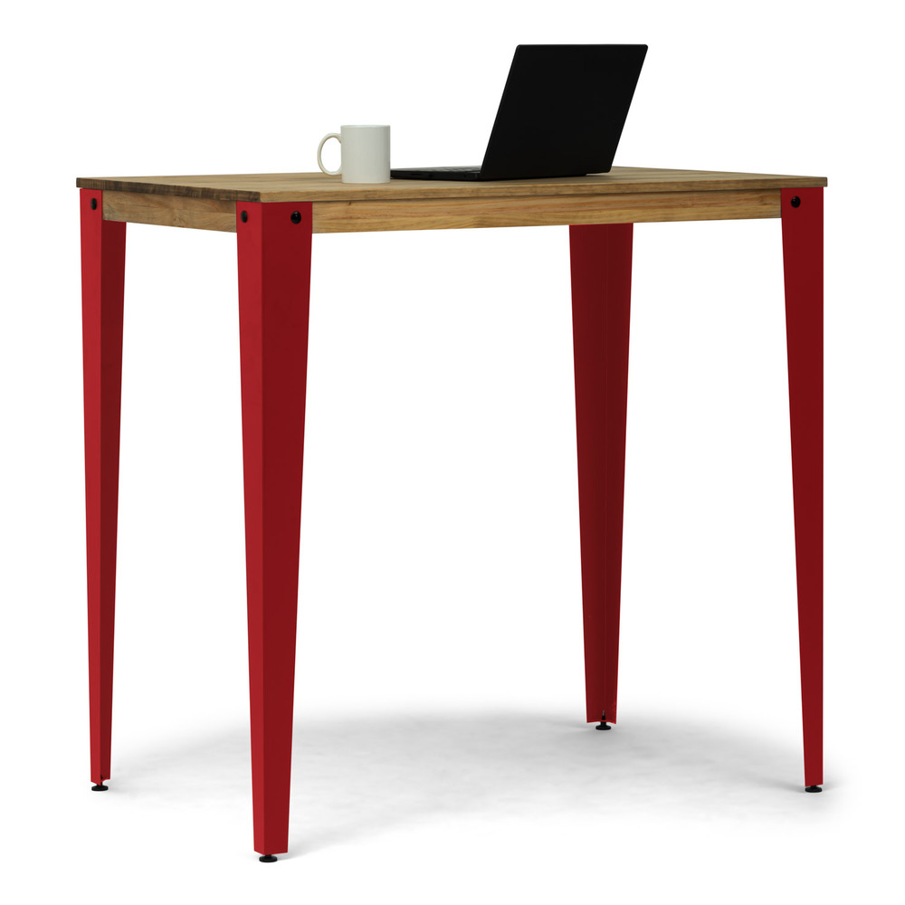 Mesa Alta Industrial Lunds ECO Rojo en Madera de Pino Efecto Vintage Box Furniture 