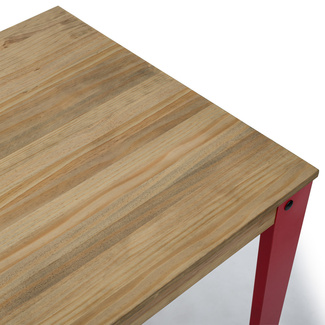 Mesa Alta Industrial Lunds ECO Rojo en Madera de Pino Efecto Vintage Box Furniture 