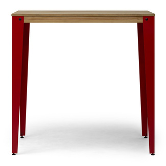 Mesa Alta Industrial Lunds ECO Rojo en Madera de Pino Efecto Vintage Box Furniture 