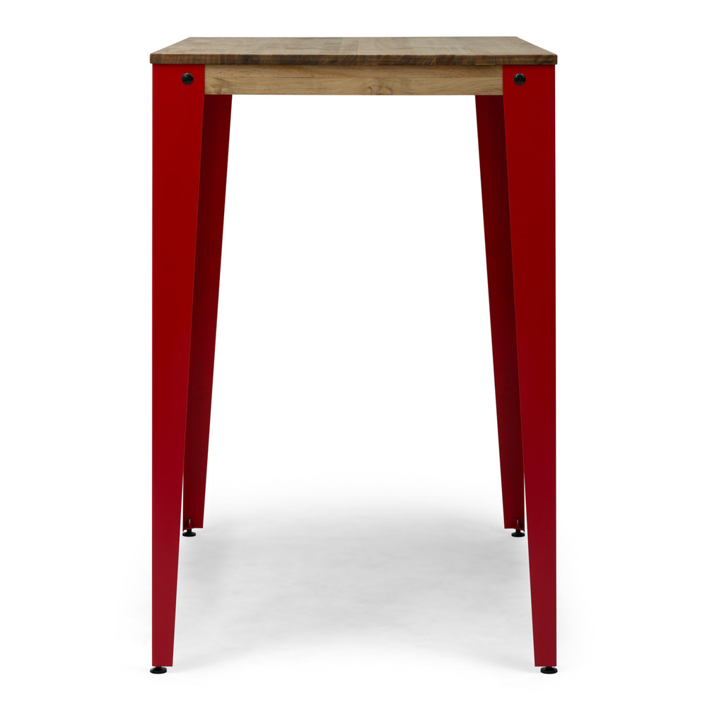 Mesa Alta Industrial Lunds ECO Rojo en Madera de Pino Efecto Vintage Box Furniture 