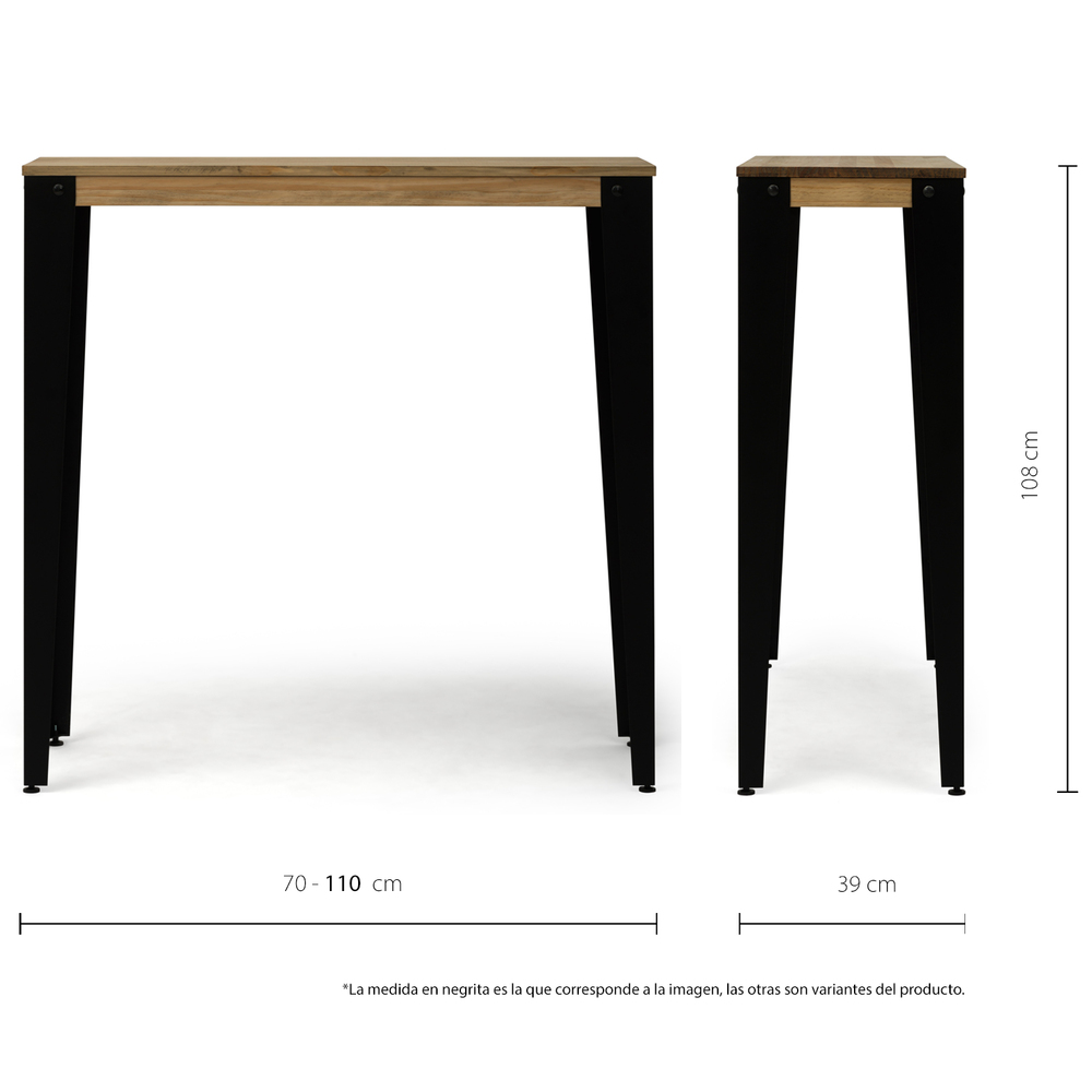 Mesa Alta Industrial Lunds ECO Negro en Madera de Pino Efecto Vintage Box Furniture 