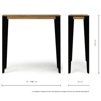 Mesa Alta Industrial Lunds ECO Negro en Madera de Pino Efecto Vintage Box Furniture 