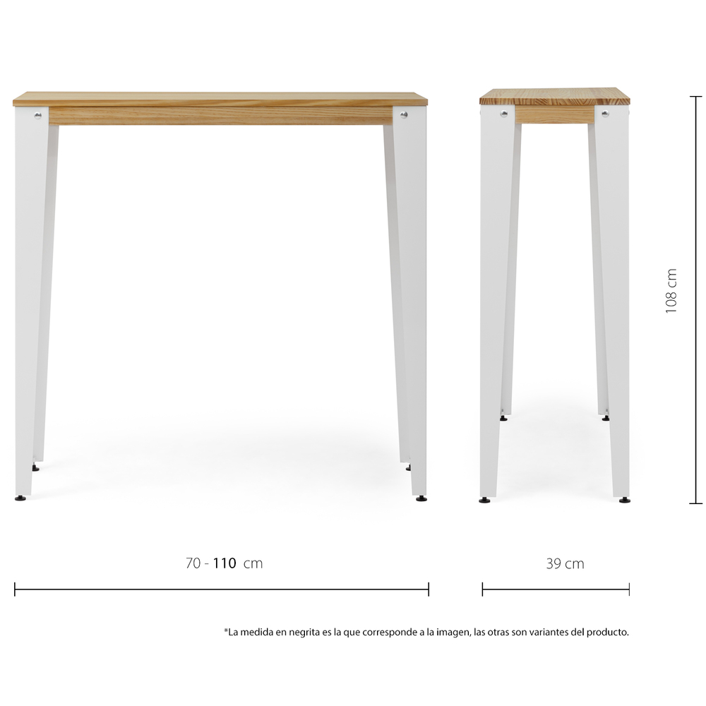 Mesa Alta Industrial Lunds ECO Blanca en Madera de Pino Natural Box Furniture