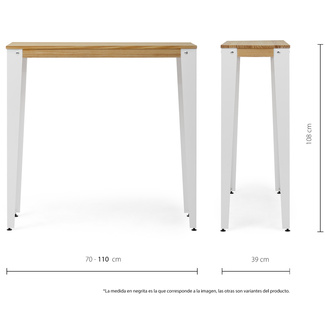 Mesa Alta Industrial Lunds ECO Blanca en Madera de Pino Natural Box Furniture