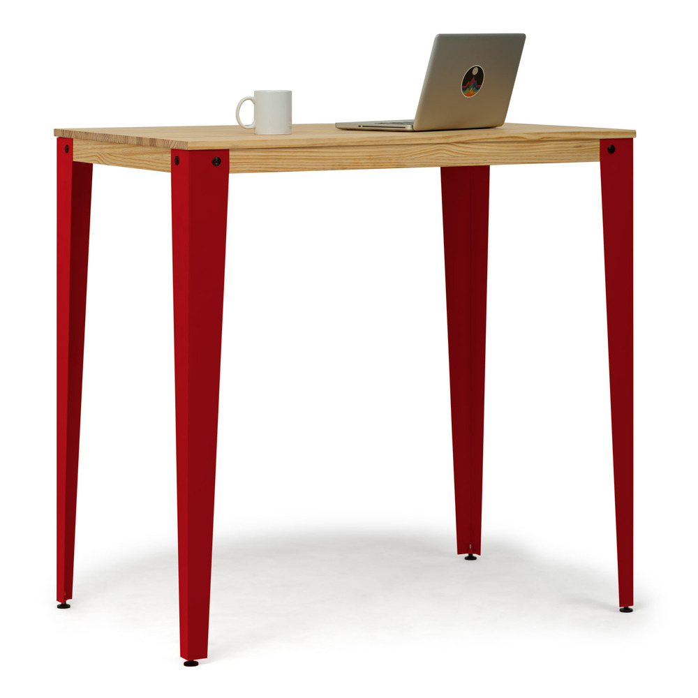 Mesa Industrial Alta Lunds ECO Roja en Madera de Pino Natural Box Furniture