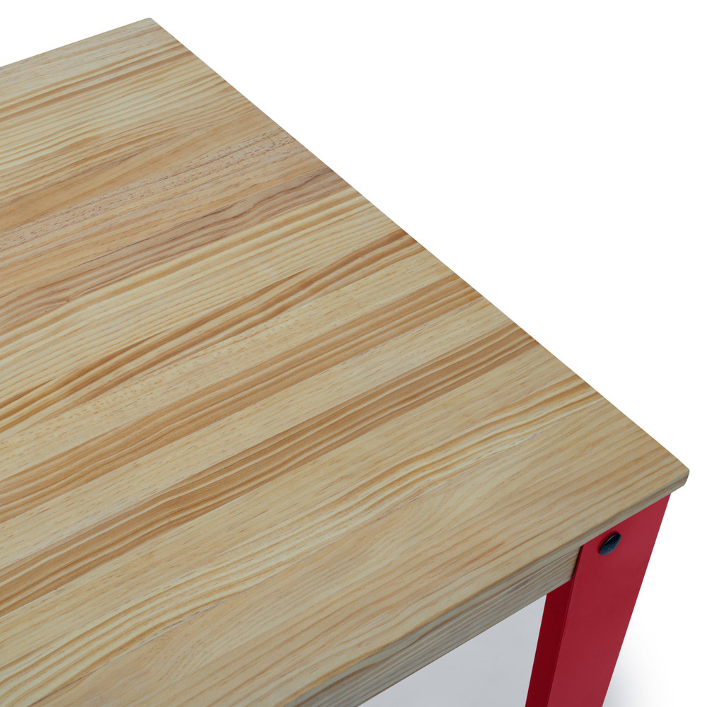 Mesa Industrial Alta Lunds ECO Roja en Madera de Pino Natural Box Furniture