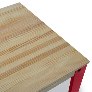 Mesa Industrial Alta Lunds ECO Roja en Madera de Pino Natural Box Furniture