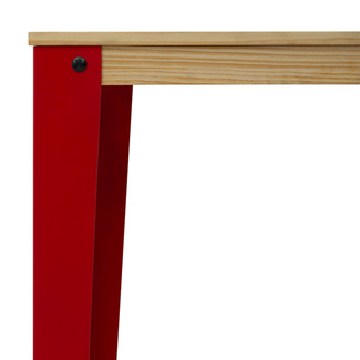 Mesa Industrial Alta Lunds ECO Roja en Madera de Pino Natural Box Furniture