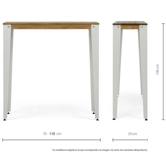 Mesa Alta Industrial Lunds Blanca ECO en Madera de Pino Efecto Vintage Box Furniture  