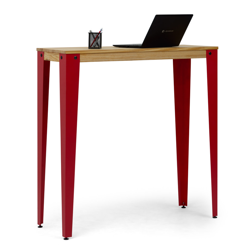 Mesa Alta Industrial Lunds ECO Roja en Madera de Pino Natural Box Furniture