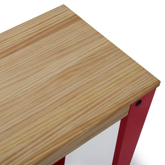 Mesa Alta Industrial Lunds ECO Roja en Madera de Pino Natural Box Furniture
