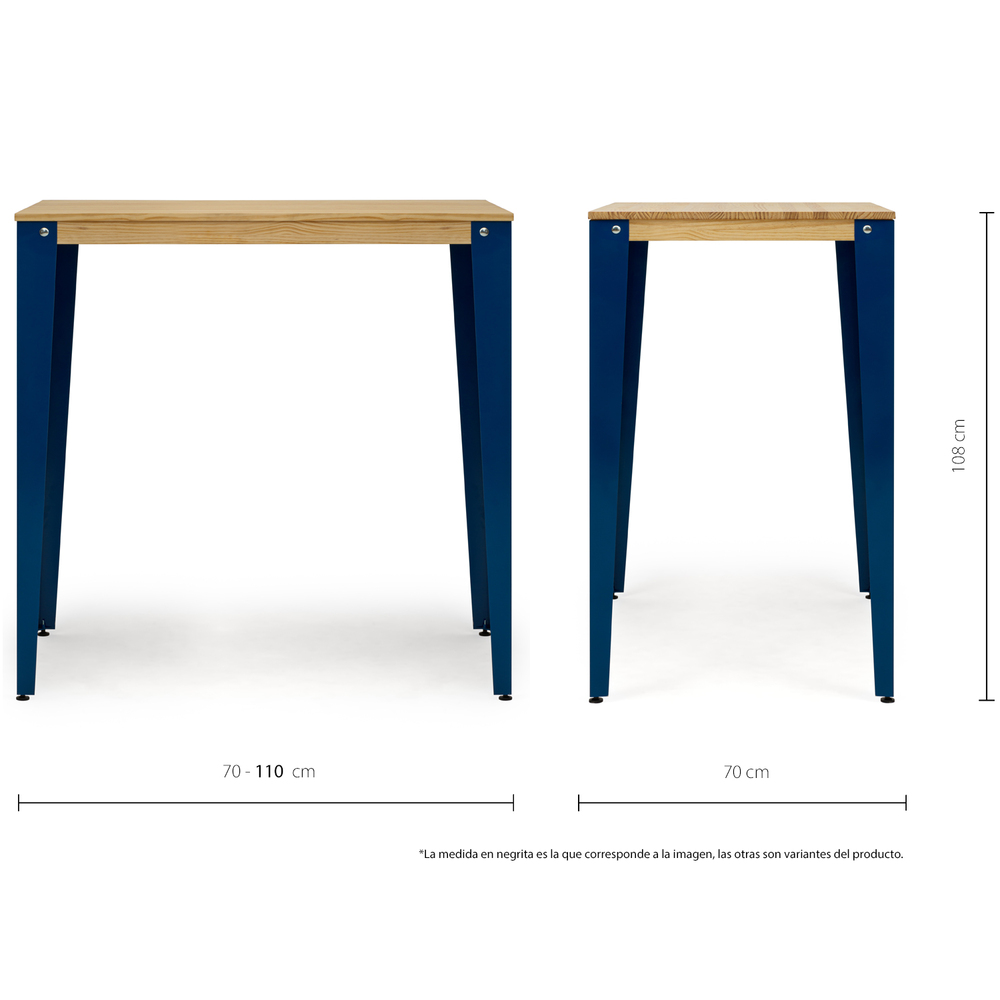 Mesa Alta Lunds Industrial ECO Azul en Madera de Pino Natural Box Furniture