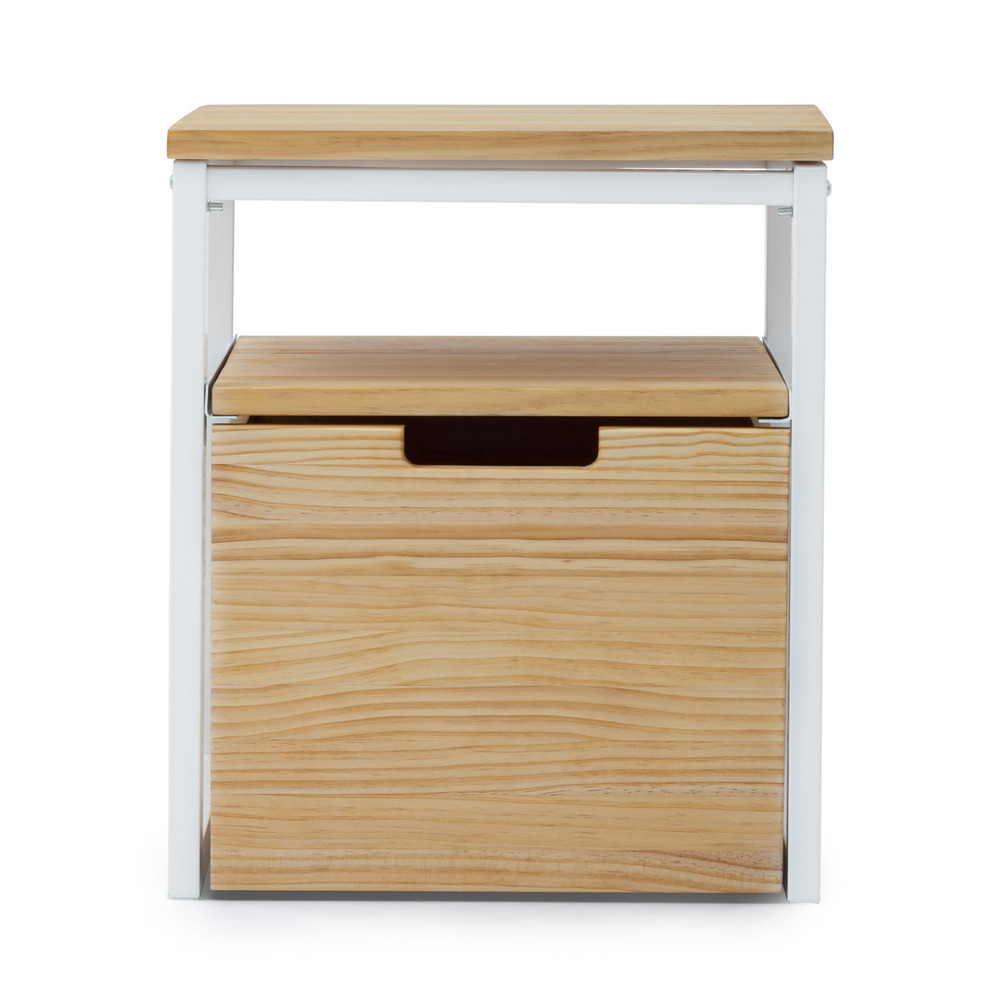 Mesa de Noche Sostenible iCub Three con Estante y Cajón Extraíble con Ruedas