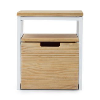 Mesa de Noche Sostenible iCub Three con Estante y Cajón Extraíble con Ruedas
