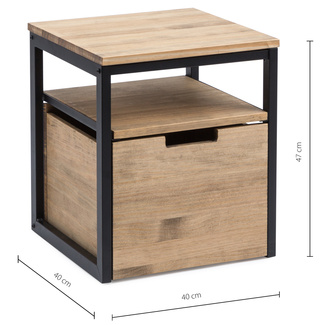 Mesa de Noche Sostenible iCub Three con Estante y Cajón Extraíble con Ruedas
