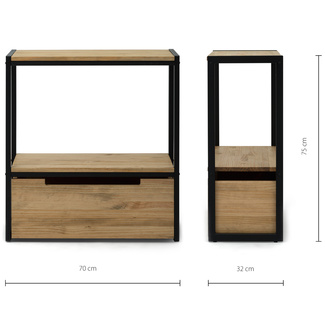 Mueble Auxiliar Derby ECO de Estilo Industrial de Madera con Estante Box Furniture