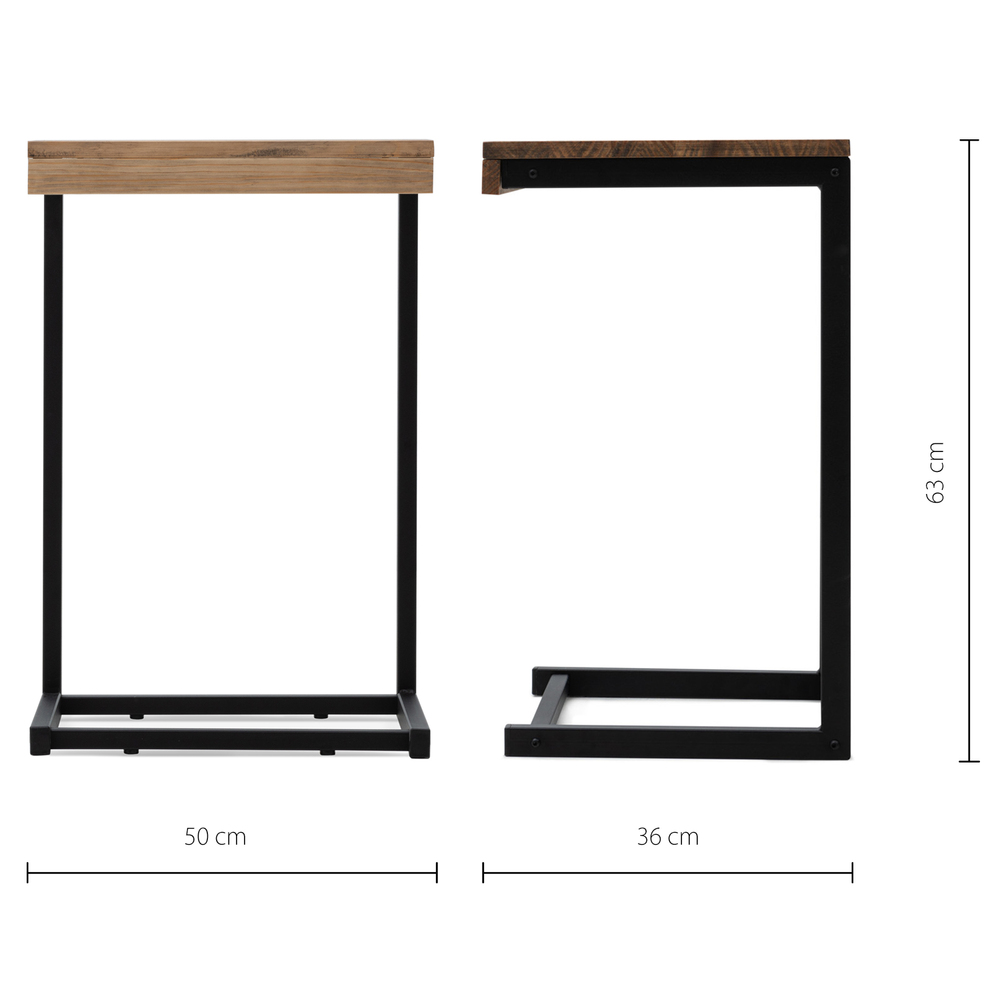 Mesita Ordenador Sofá ECO 50cm Industrial Negro Efecto Vintage