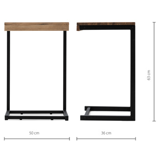 Mesita Ordenador Sofá ECO 50cm Industrial Negro Efecto Vintage