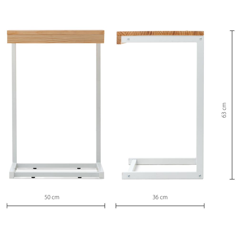 Mesita Ordenador Sofá ECO 50cm Industrial Blanco Natural 