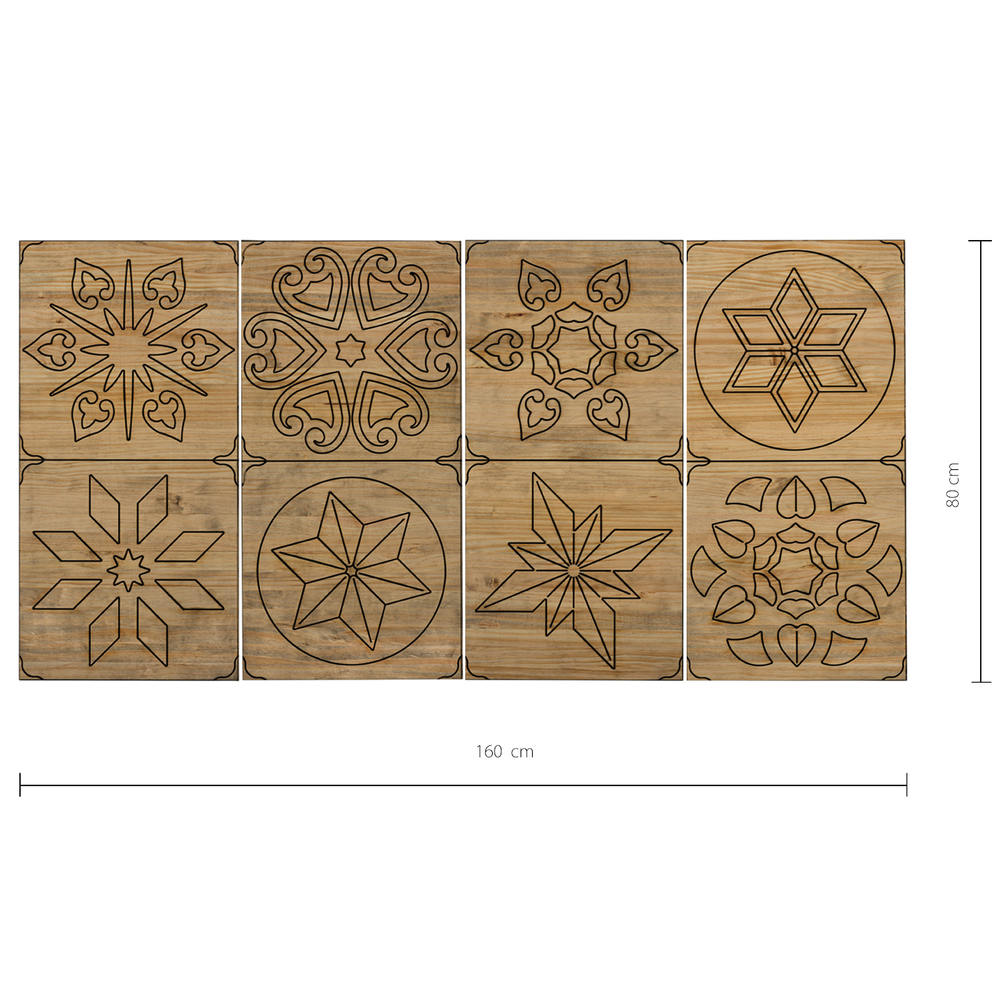Cabecero Hidraúlico ECO 4 Piezas de Madera de Pino Efecto Vintage CU201-2-3-4