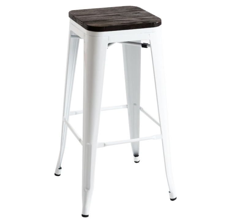 Taburete Industrial Meyer Asiento Madera Oscura 43 x 43 x 76 cm 