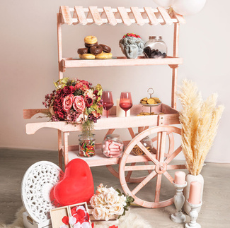 Carrito Expositor Candy Bar Dins Madera Envejecida 
