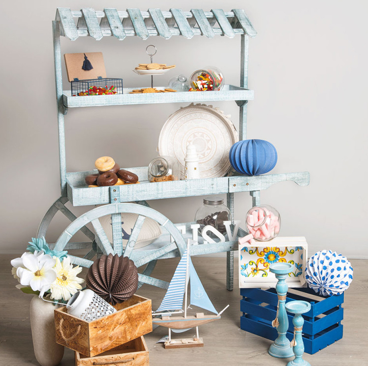 Carrito Expositor Candy Bar Dins Madera Envejecida 