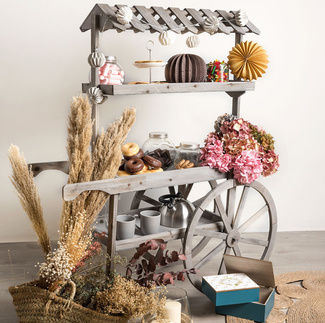 Carrito Expositor Candy Bar Dins Madera Envejecida 