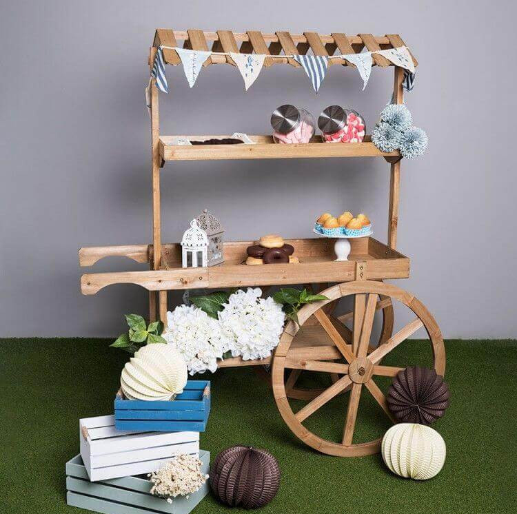 Carrito Expositor Candy Bar Dins Madera Envejecida 