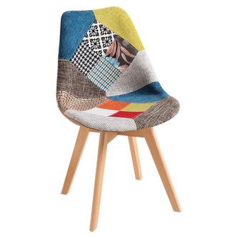 Silla Mona Patchwork Patas de Madera 43 x 47 x 82 cm
