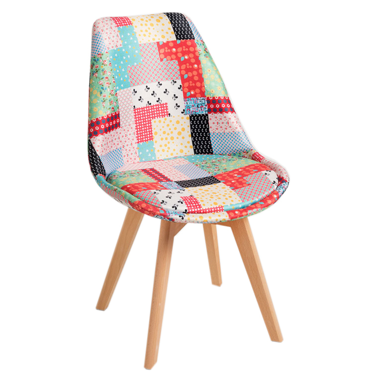 Silla Mona Patchwork Patas de Madera 43 x 47 x 82 cm