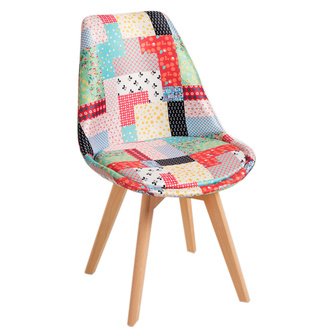 Silla Mona Patchwork Patas de Madera 43 x 47 x 82 cm