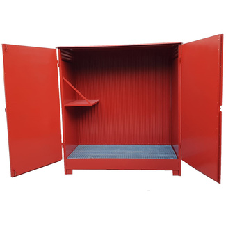 Caseta de metal para exterior diáfana con estante