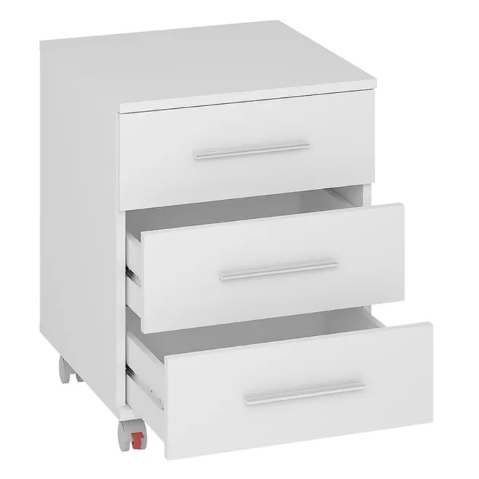 Buck C/Ruedas 3 Cajones Color Blanco Soft 44x45.5x58cm