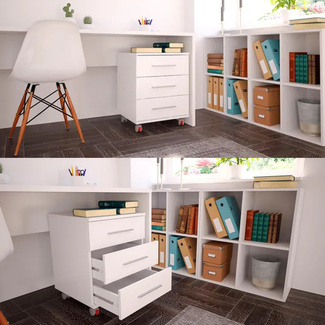 Buck C/Ruedas 3 Cajones Color Blanco Soft 44x45.5x58cm
