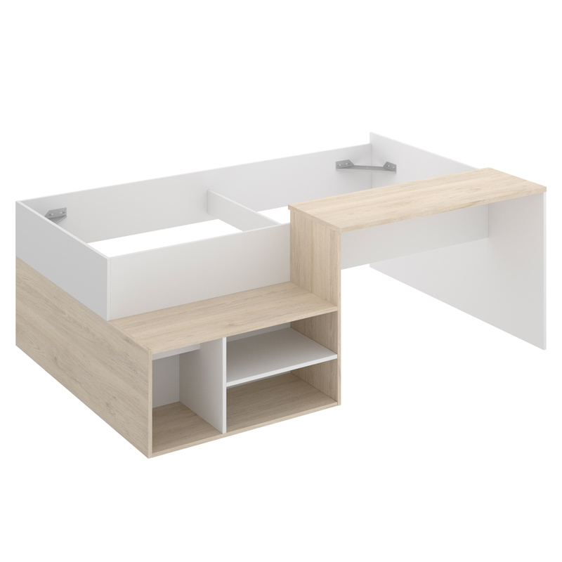 Cama Compacta Juvenil KRIC Blanco Natural con Escritorio