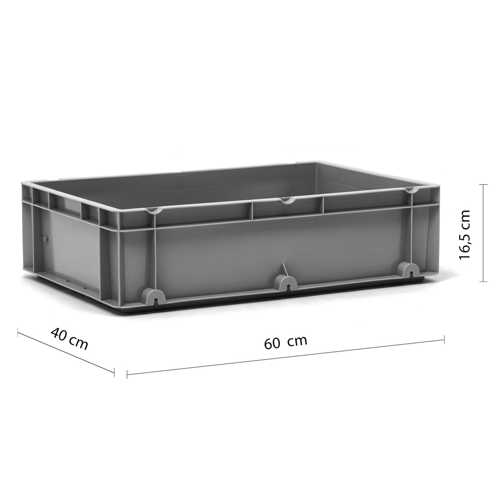 Caja de Plastico Norma Europa Gris Cerrada 40 x 60 x 16,5 cm