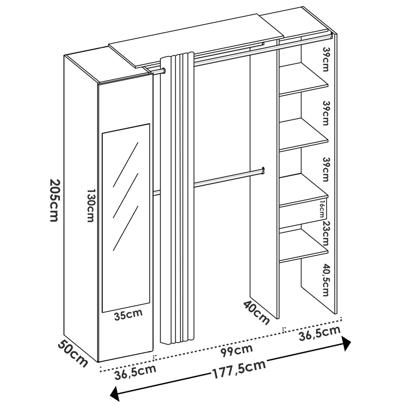 Kit Vestidor Suit Columna Cerrada 